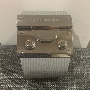 Henri Bendel gray leather cuff bracelet